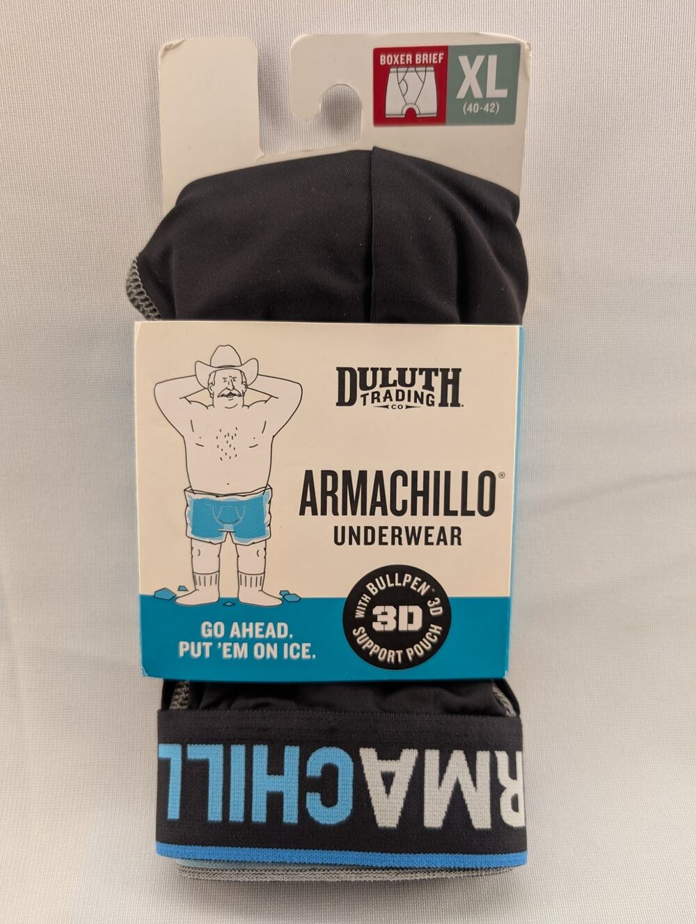 NEW Duluth Trading Co Men's Armachillo Bullpen 3D Boxer Briefs in Black size XL